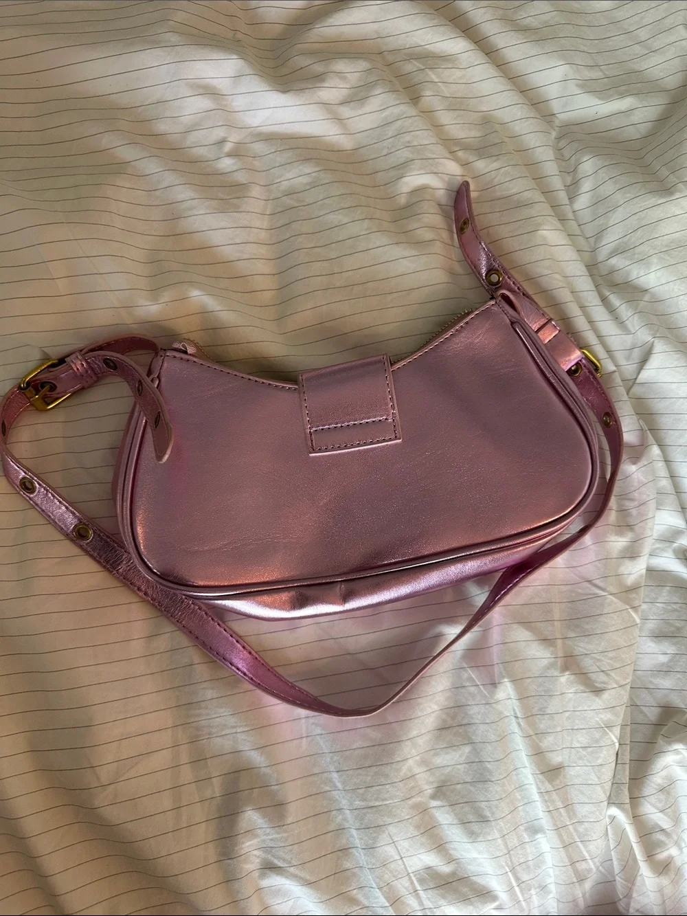 Y2K Pink Metallic Shoulder Bag